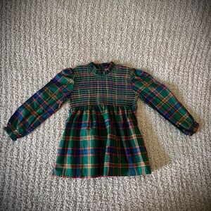 “Stitchy Fish” Plaid Green Kids Formal Dress
